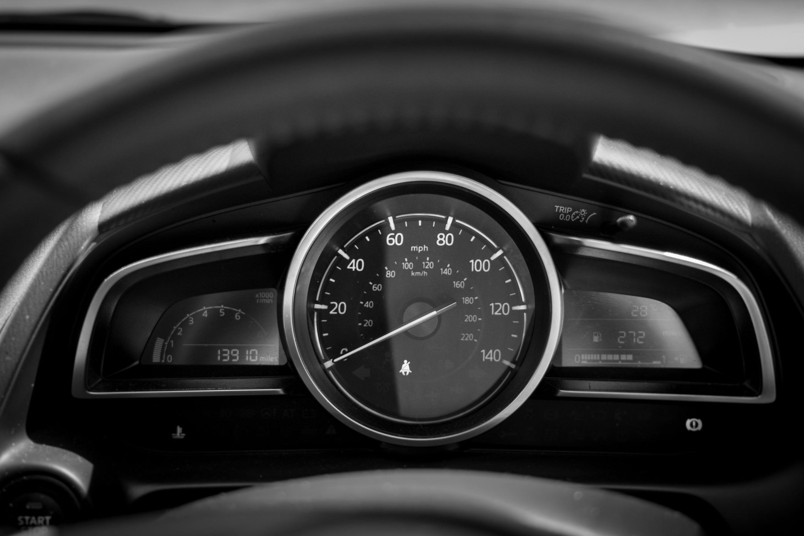 car dashboard and mileage
